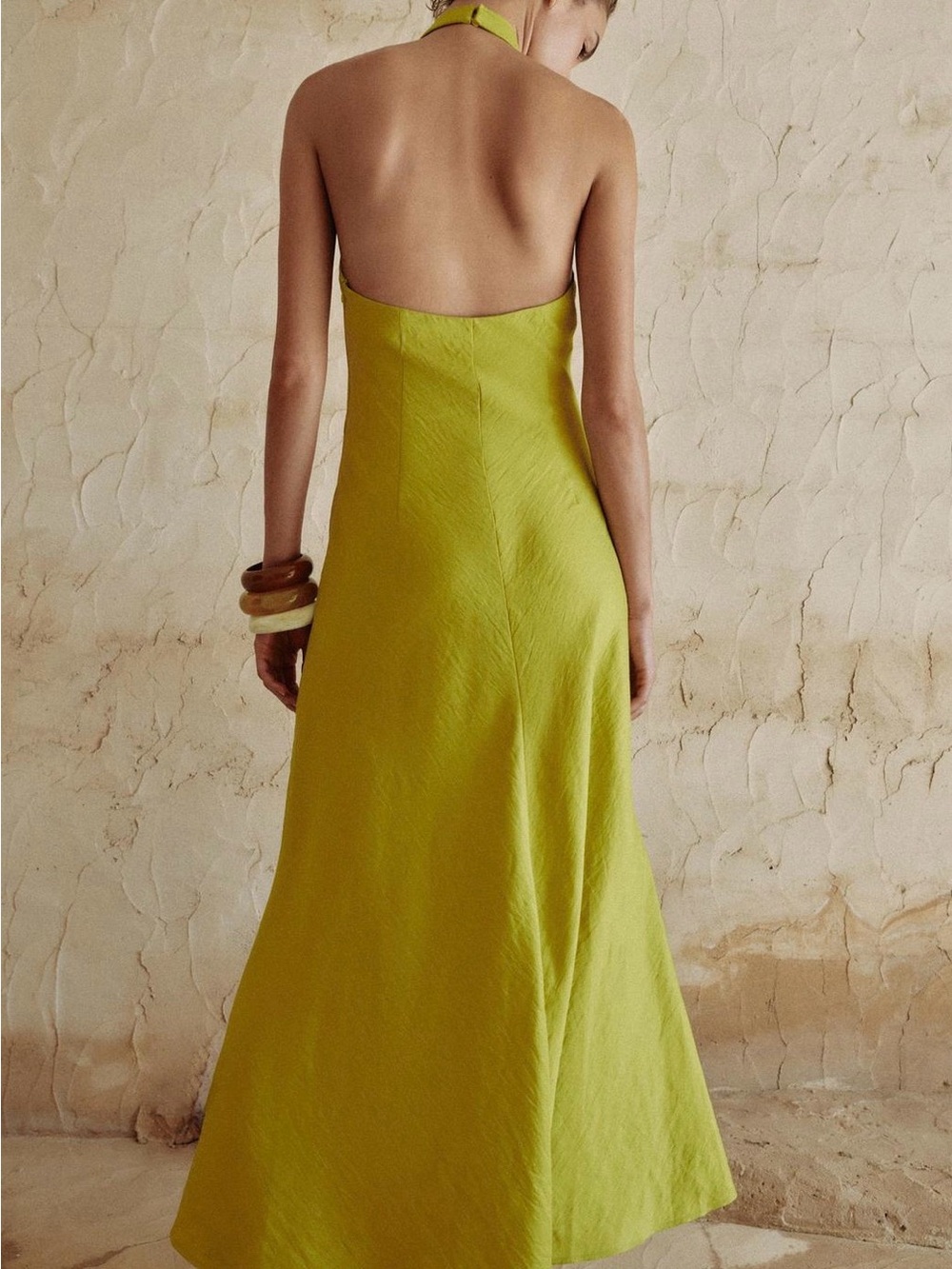 Zara Linen Wrap Halter Maxi Dress - Picture 4 of 8